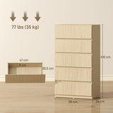 Wooden Chest Of 5 Drawers 100cm H x 55cm W x 34cm D - Velmora