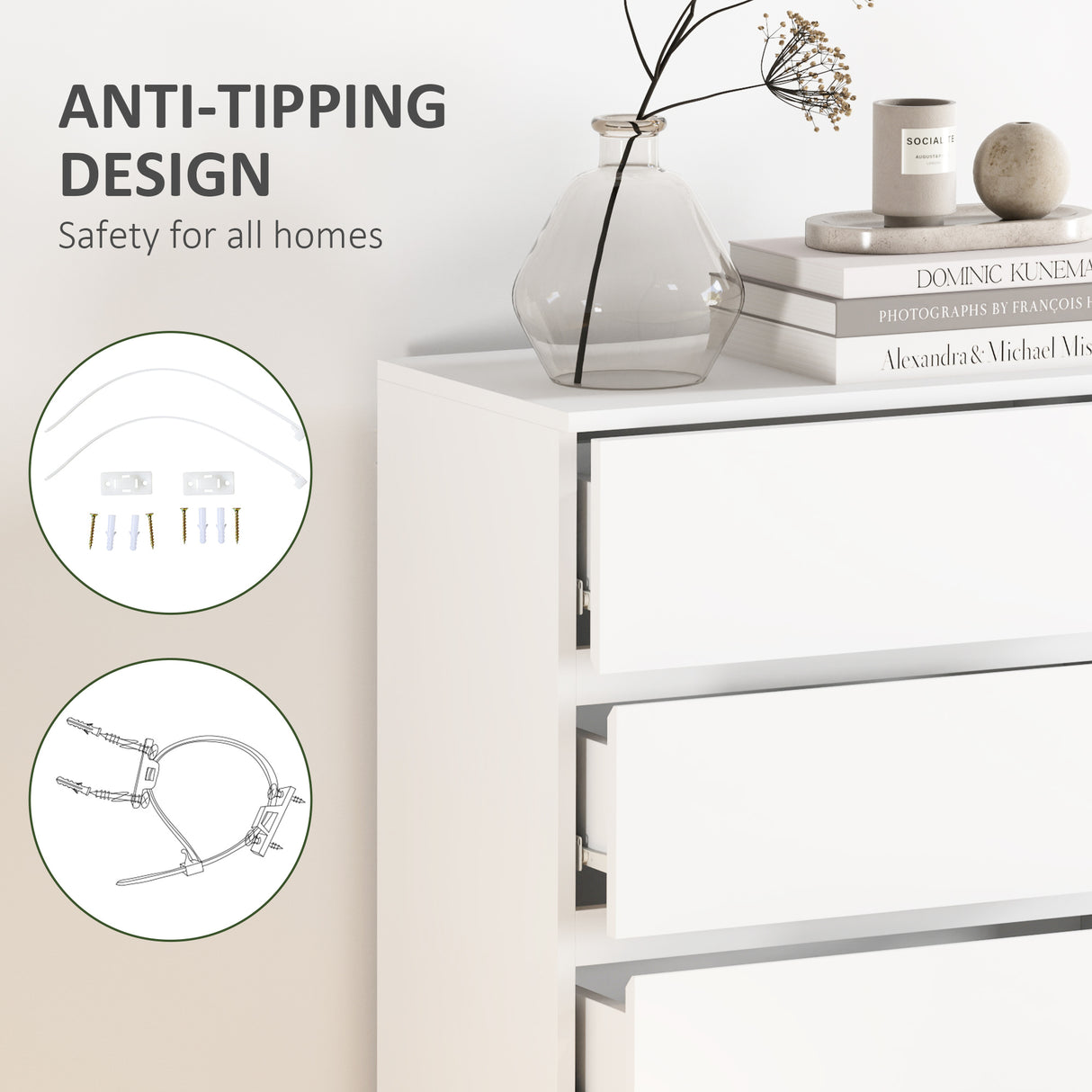Wooden Chest Of 5 Drawers 100cm H x 55cm W x 34cm D - Velmora