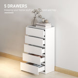 Wooden Chest Of 5 Drawers 100cm H x 55cm W x 34cm D - Velmora