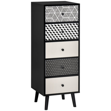 Wooden Chest Of 5 Drawers 40cm Wide - Velmora