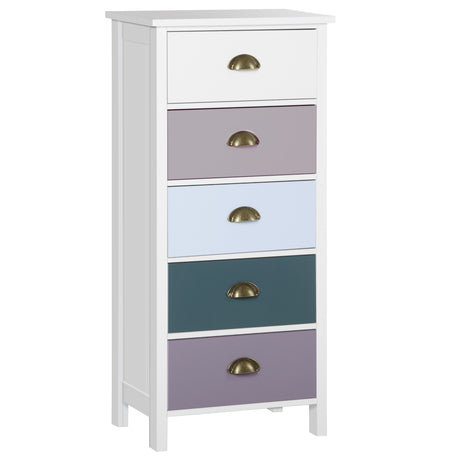 Wooden Chest Of 5 Drawers 45cm Wide - Velmora