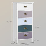 Wooden Chest Of 5 Drawers 45cm Wide - Velmora