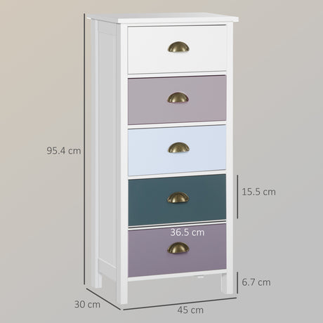 Wooden Chest Of 5 Drawers 45cm Wide - Velmora