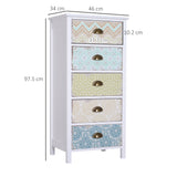 Wooden Chest Of 5 Drawers 46cm Wide - Velmora