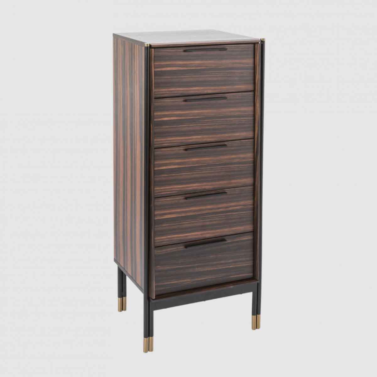 Wooden Chest Of 5 Drawers 50cm Wide Narrow - Bali