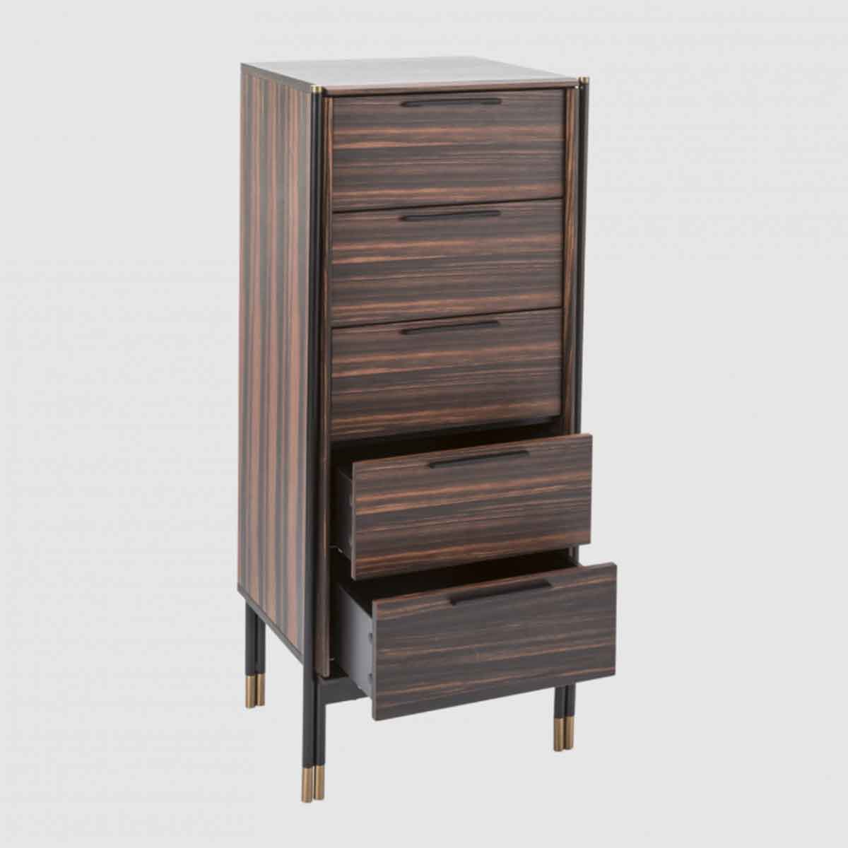 Wooden Chest Of 5 Drawers 50cm Wide Narrow - Bali