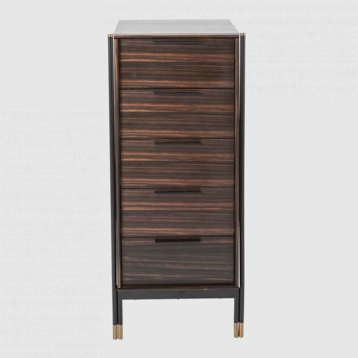 Wooden Chest Of 5 Drawers 50cm Wide Narrow - Bali