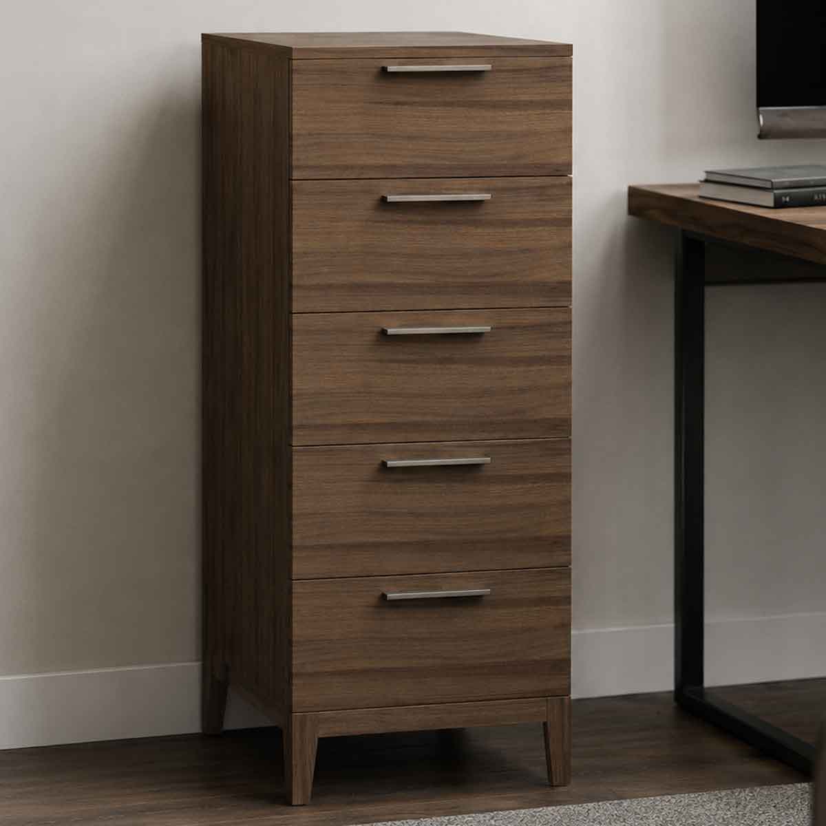 Wooden Chest Of 5 Drawers 50cm Wide Narrow - Calla
