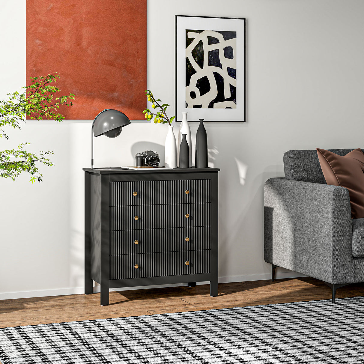 Wooden Chest Of 5 Drawers 79cm Wide - Velmora