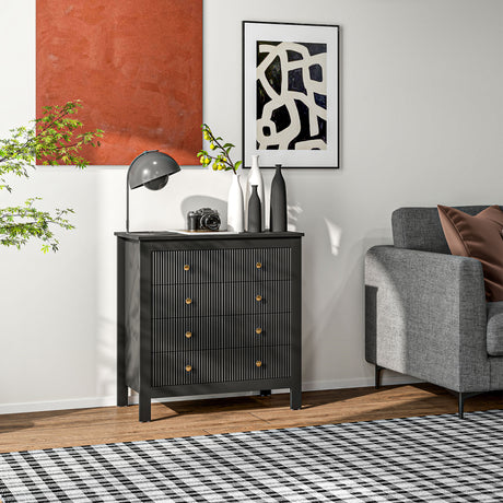 Wooden Chest Of 5 Drawers 79cm Wide - Velmora
