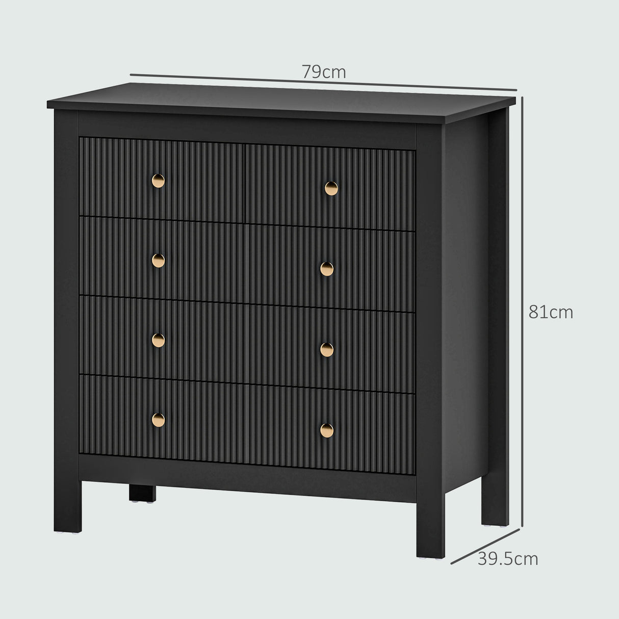 Wooden Chest Of 5 Drawers 79cm Wide - Velmora