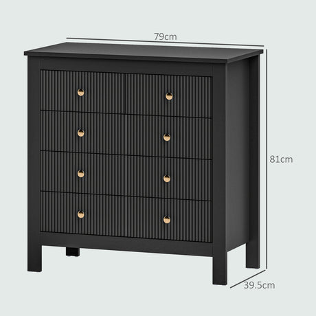 Wooden Chest Of 5 Drawers 79cm Wide - Velmora