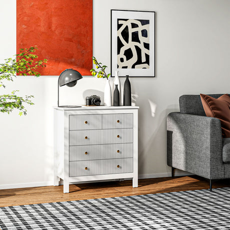 Wooden Chest Of 5 Drawers 79cm Wide - Velmora