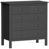 Wooden Chest Of 5 Drawers 79cm Wide With Round Metal Knobs - Velmora