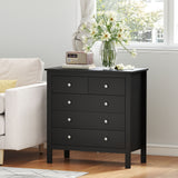 Wooden Chest Of 5 Drawers 79cm Wide With Round Metal Knobs - Velmora