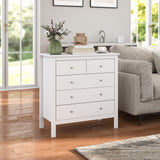 Wooden Chest Of 5 Drawers 79cm Wide With Round Metal Knobs - Velmora