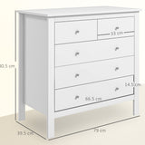 Wooden Chest Of 5 Drawers 79cm Wide With Round Metal Knobs - Velmora