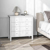 Wooden Chest Of 5 Drawers 79cm Wide With Round Metal Knobs - Velmora