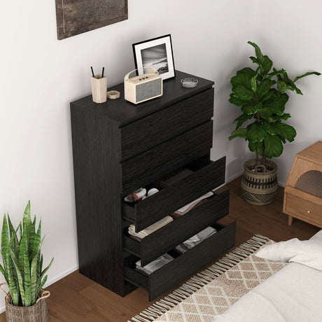 Wooden Chest Of 5 Drawers 80cm Wide - Velmora