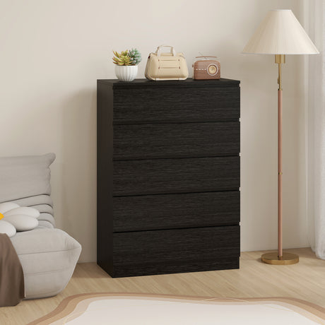 Wooden Chest Of 5 Drawers 80cm Wide - Velmora
