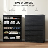 Wooden Chest Of 5 Drawers 80cm Wide - Velmora