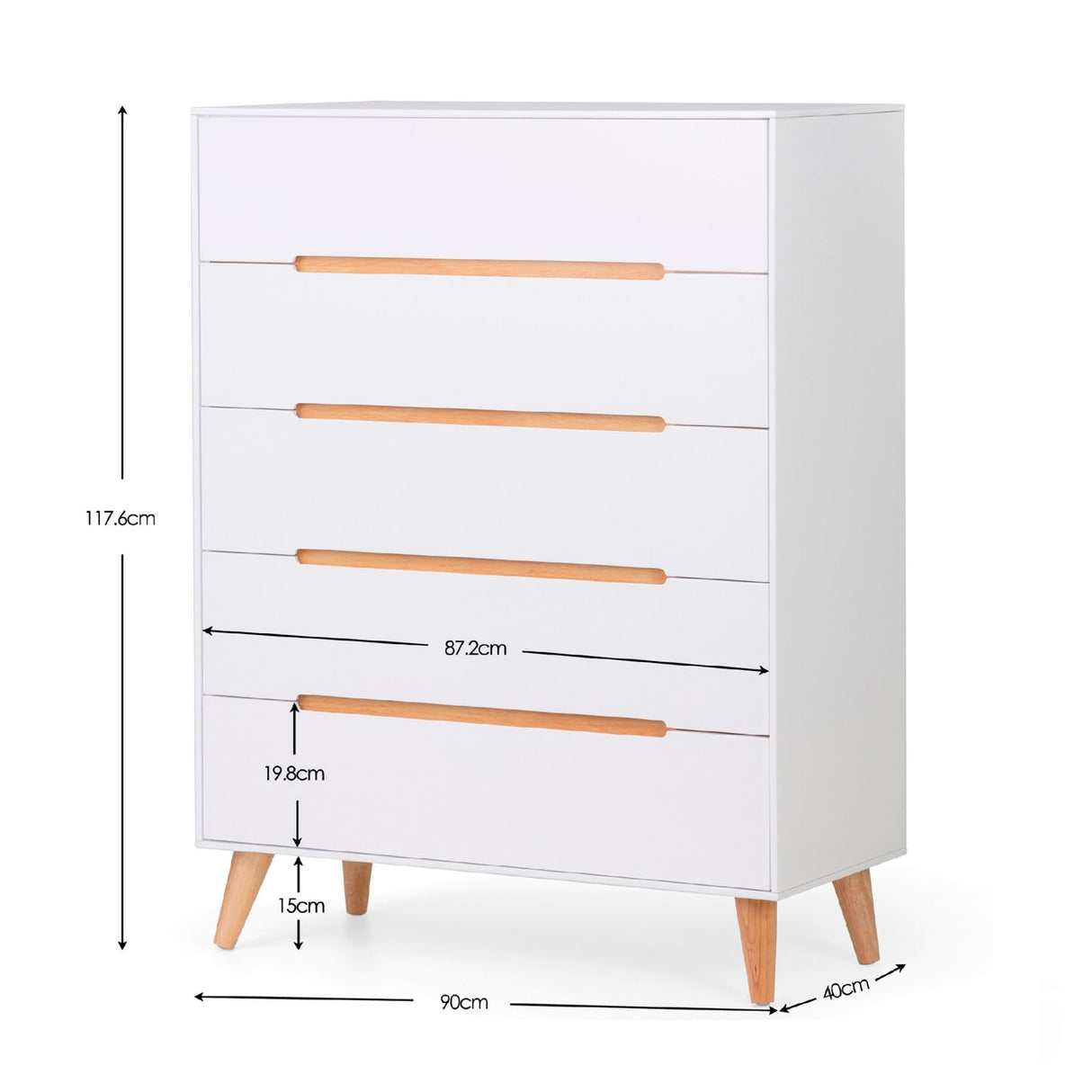 Wooden Chest Of 5 Drawers - Alicia