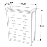 Wooden Chest Of 5 Drawers - Boston