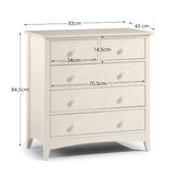 Wooden Chest Of 5 Drawers - Cameo