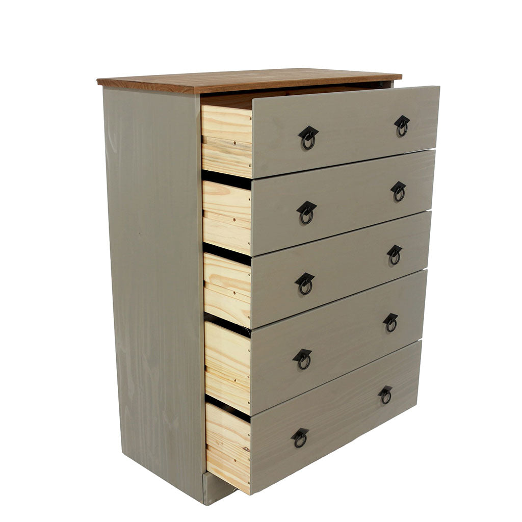 Wooden Chest Of 5 Drawers - Corona Compact