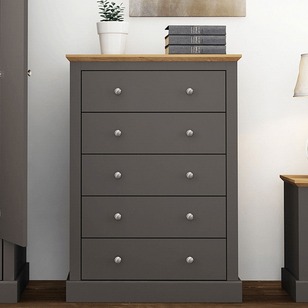 Wooden Chest Of 5 Drawers - Devon
