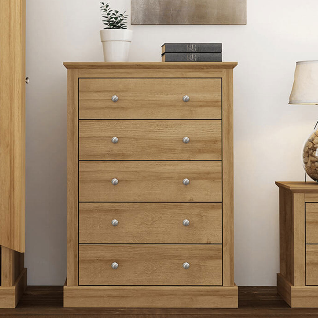Wooden Chest Of 5 Drawers - Devon