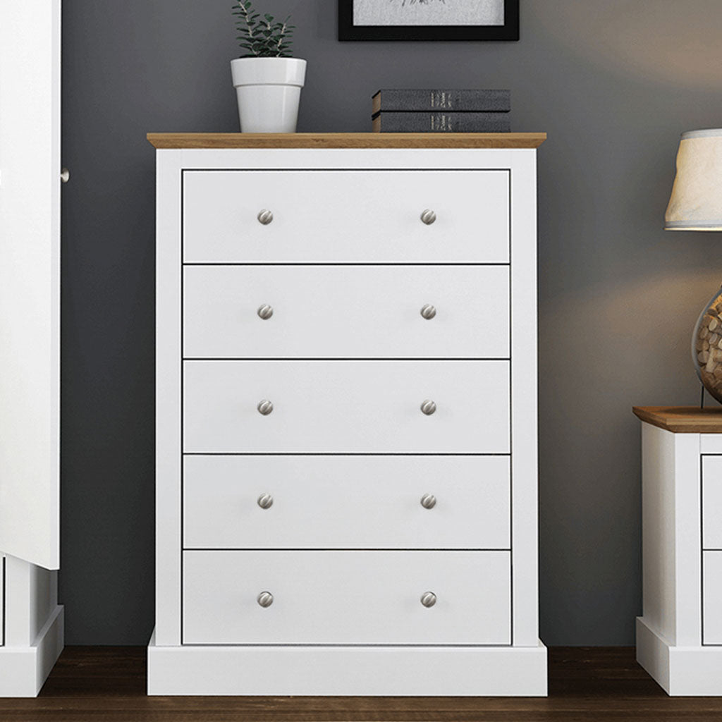Wooden Chest Of 5 Drawers - Devon