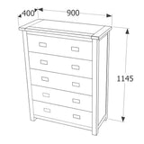Wooden Chest Of 5 Drawers - Dunkeld