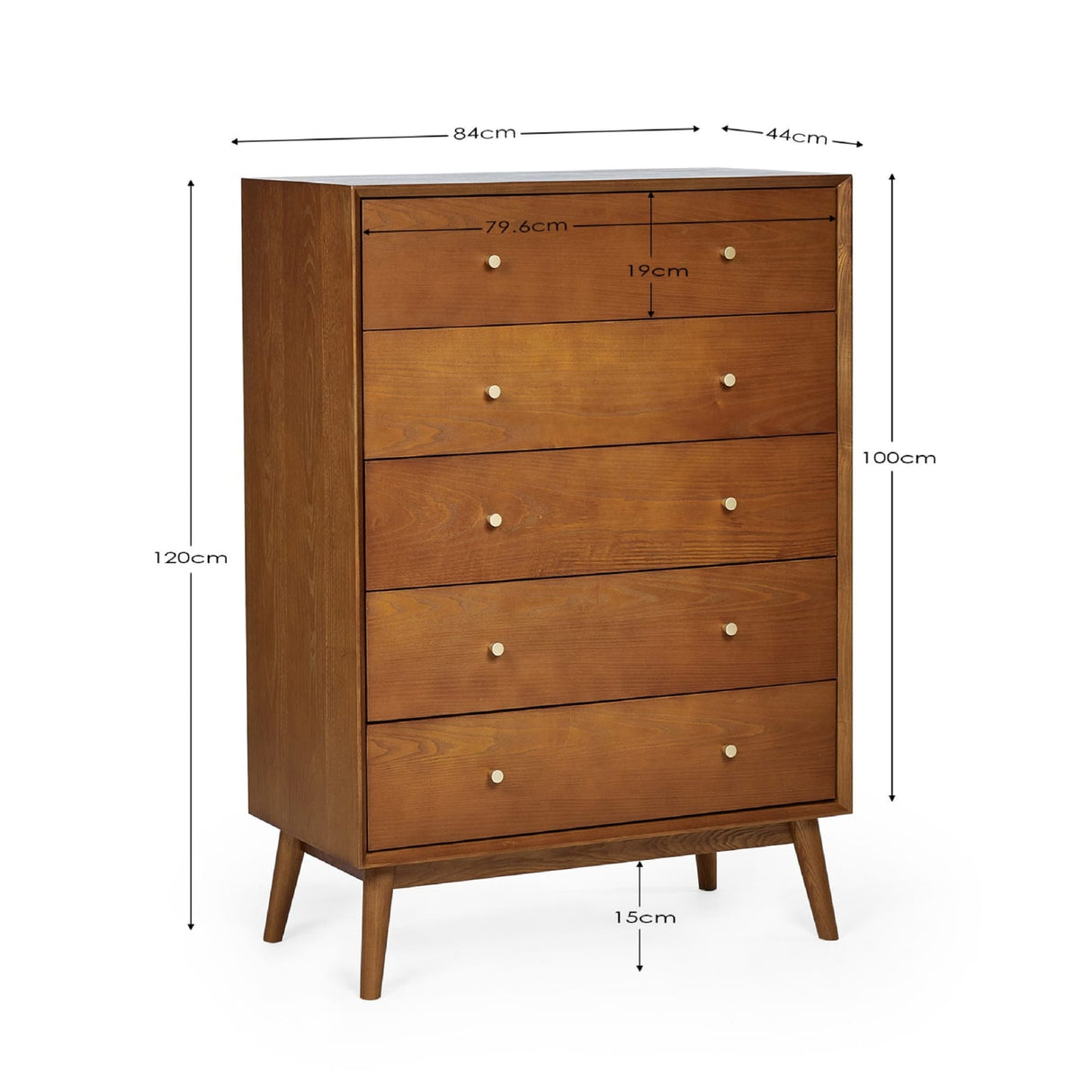 Wooden Chest Of 5 Drawers - Lowry
