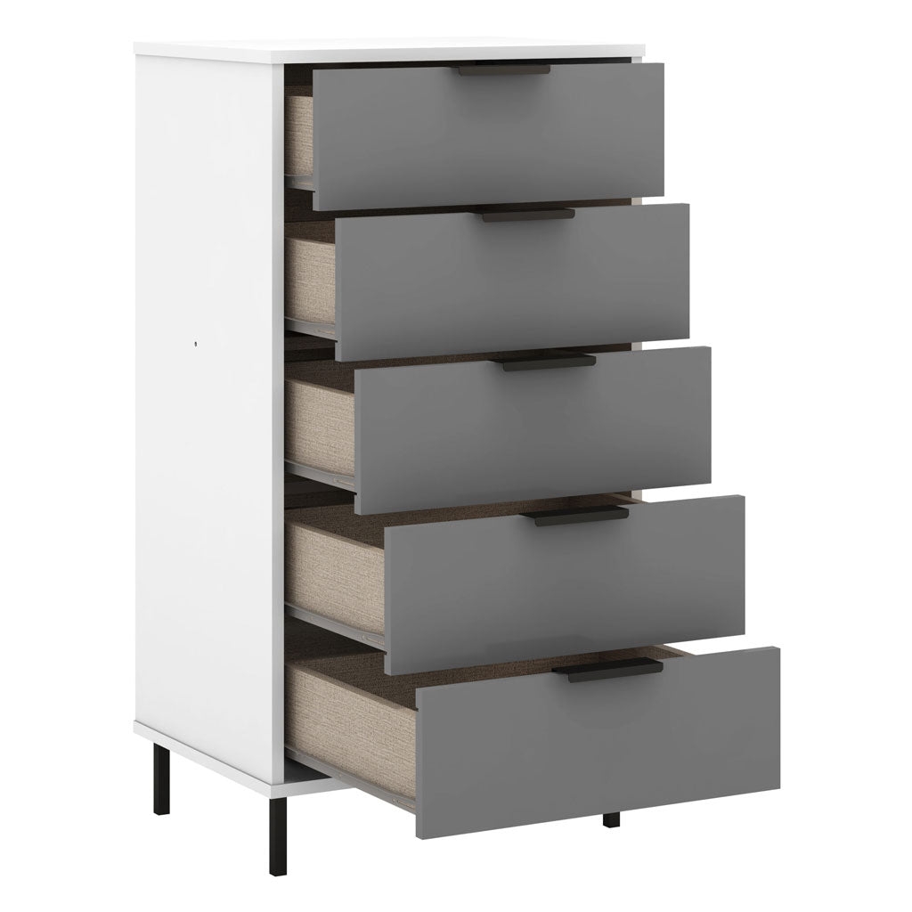 Wooden Chest Of 5 Drawers Narrow - Madrid