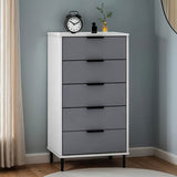 Wooden Chest Of 5 Drawers Narrow - Madrid
