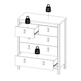 Wooden Chest Of 5 Drawers - Madrid
