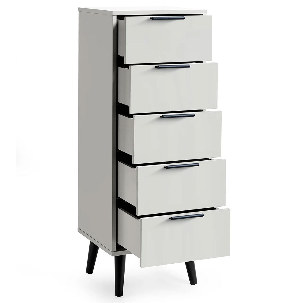 Wooden Chest Of 5 Drawers Narrow - Alba