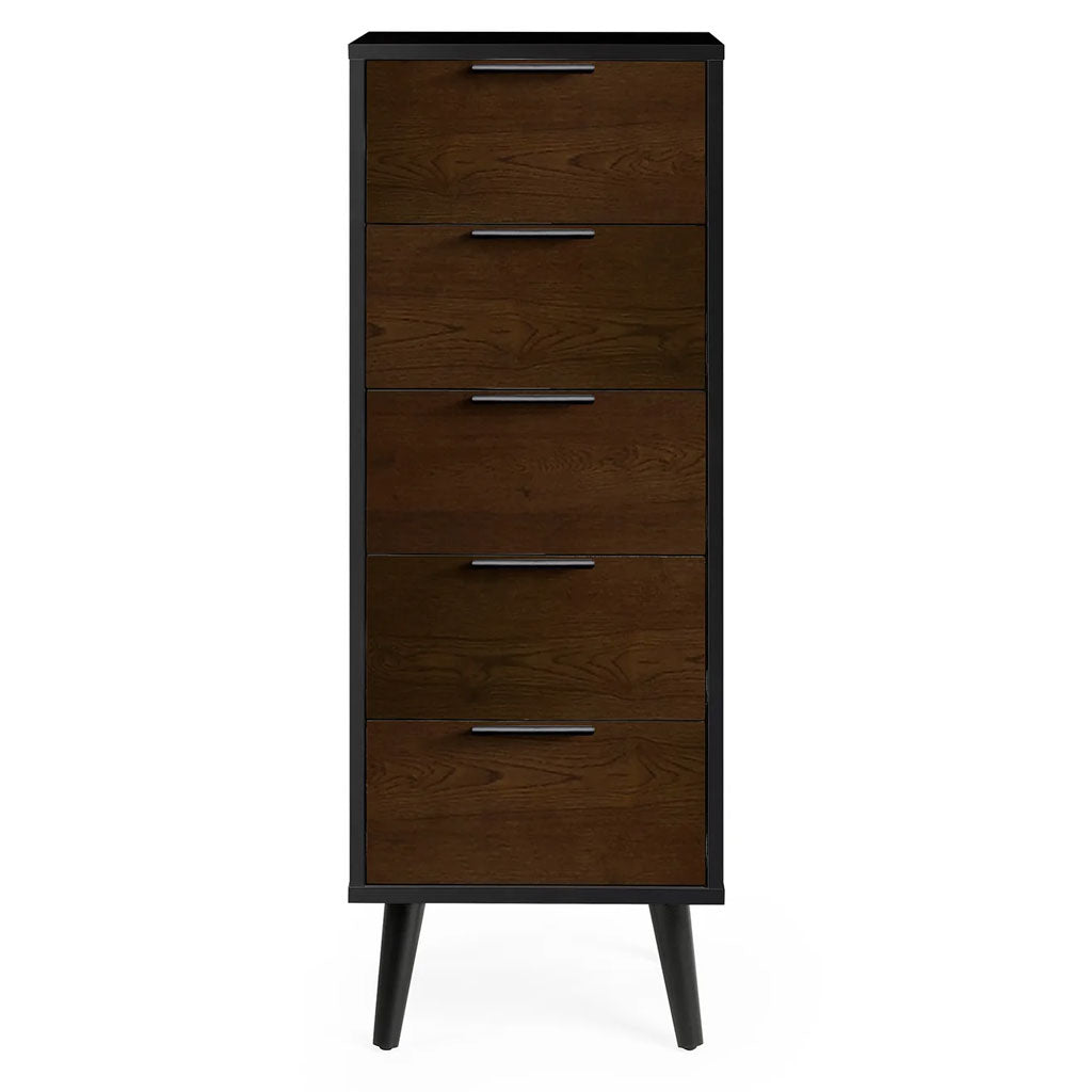 Wooden Chest Of 5 Drawers Narrow - Alba