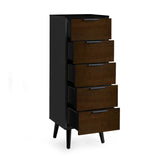 Wooden Chest Of 5 Drawers Narrow - Alba