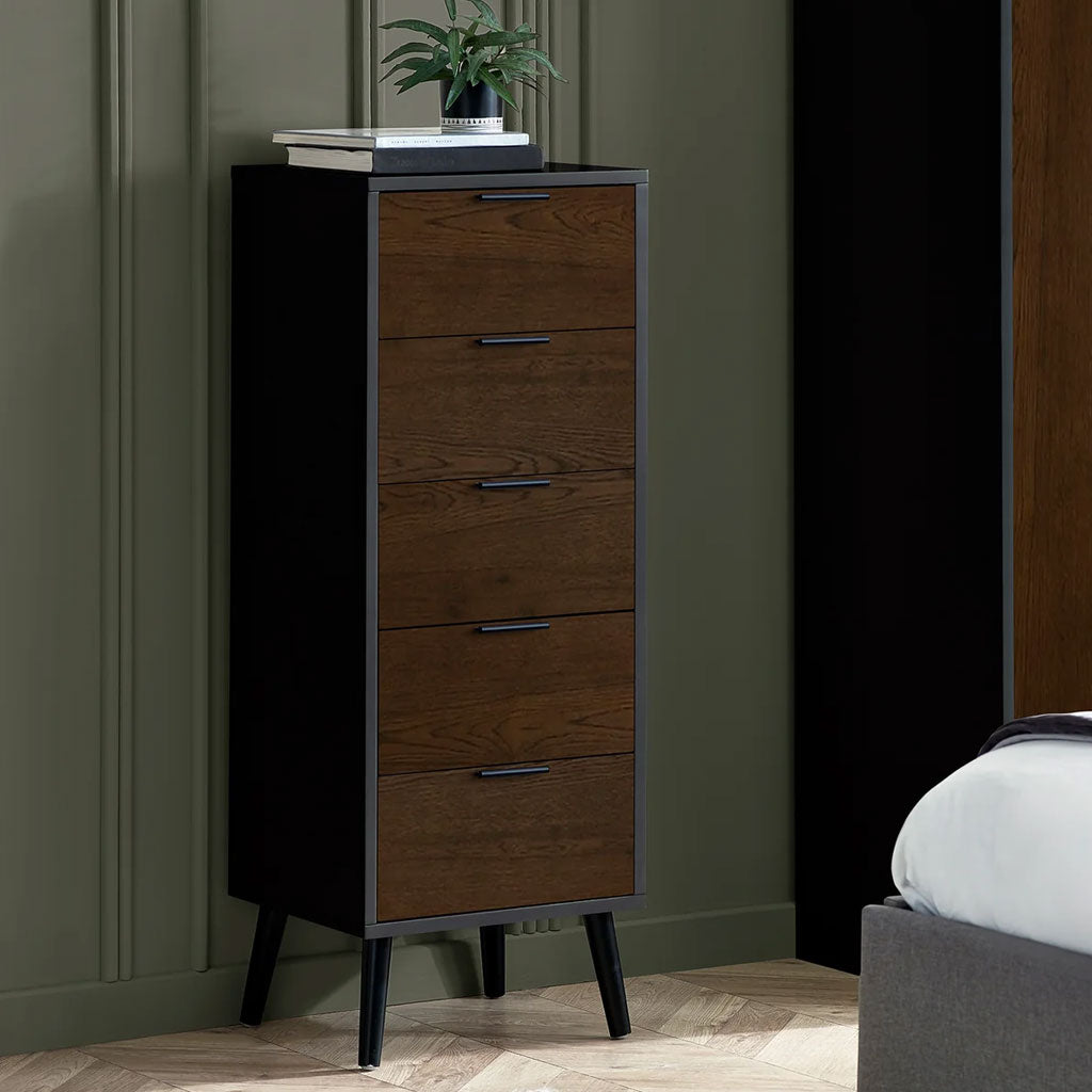 Wooden Chest Of 5 Drawers Narrow - Alba
