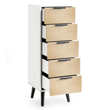 Wooden Chest Of 5 Drawers Narrow - Alba