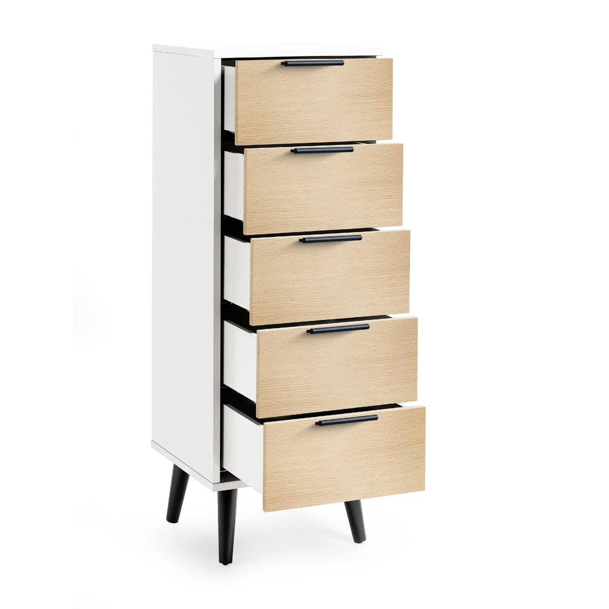 Wooden Chest Of 5 Drawers Narrow - Alba