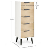 Wooden Chest Of 5 Drawers Narrow - Alba