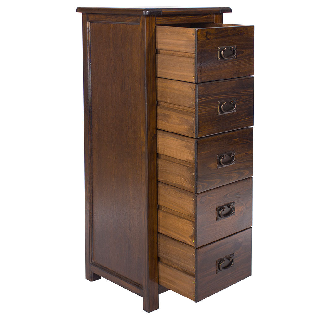 Wooden Chest Of 5 Drawers Narrow - Boston