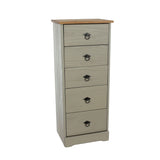 Wooden Chest Of 5 Drawers Narrow - Corona Compact