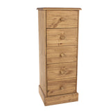 Wooden Chest Of 5 Drawers Narrow - Cotswold