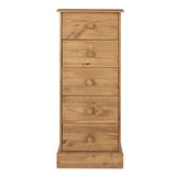 Wooden Chest Of 5 Drawers Narrow - Cotswold