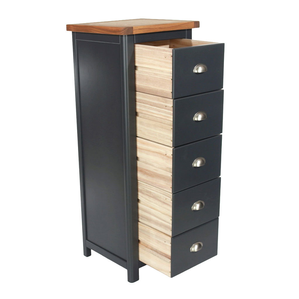 Wooden Chest Of 5 Drawers Narrow - Dunkeld