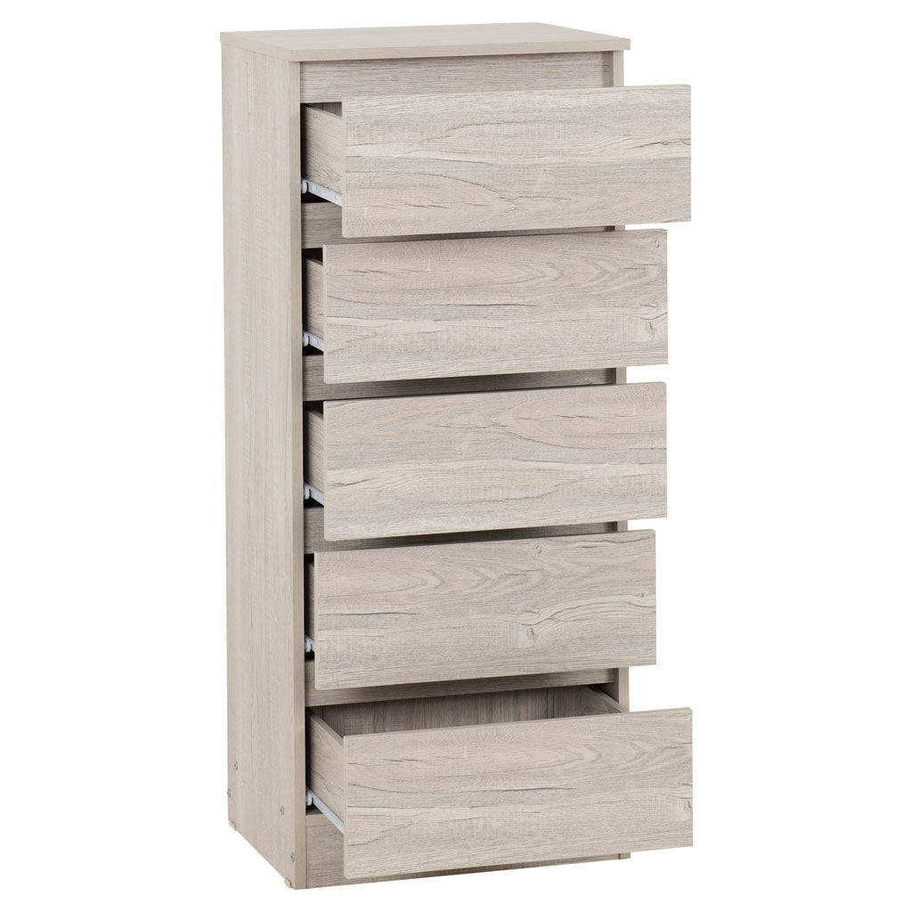 Wooden Chest Of 5 Drawers Narrow - Malvern